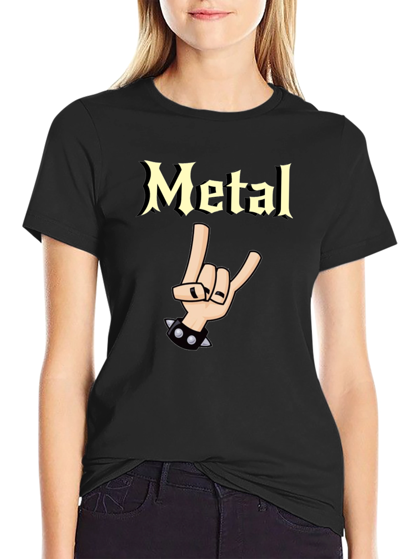 Metal Graphic T-Shirt - Rock On Hand Gesture