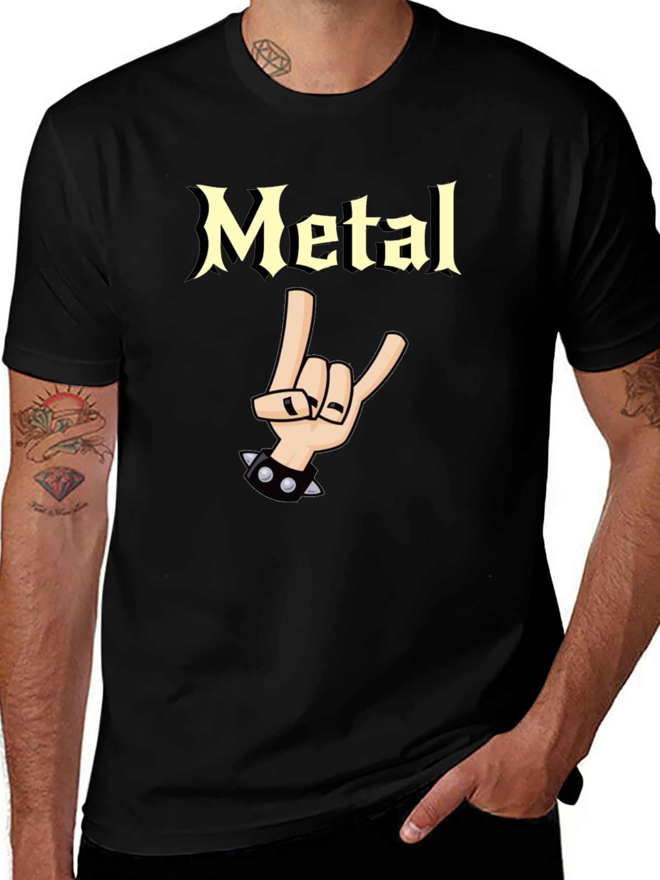 Metal Graphic T-Shirt - Rock On Hand Gesture