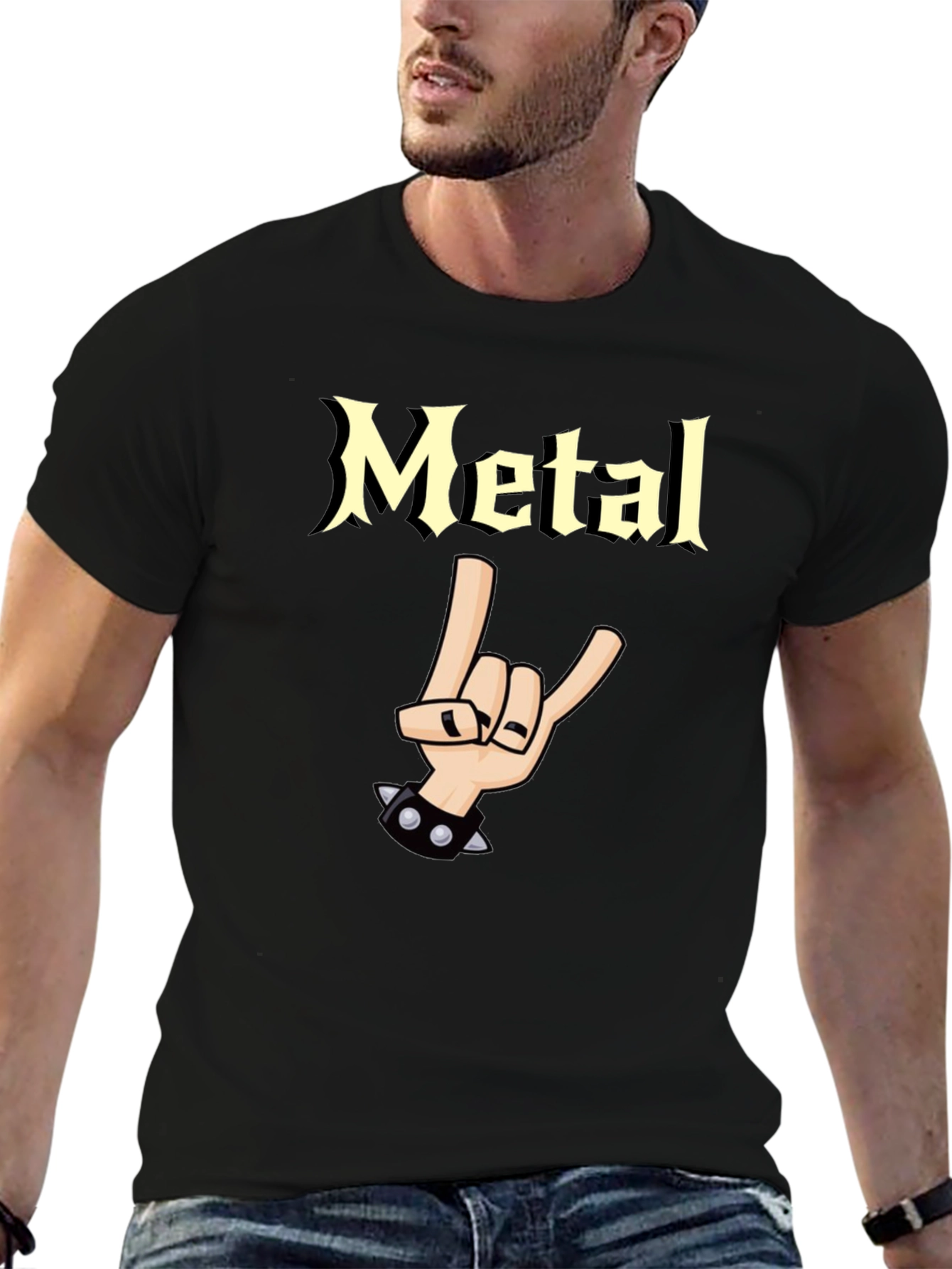 Metal Graphic T-Shirt - Rock On Hand Gesture