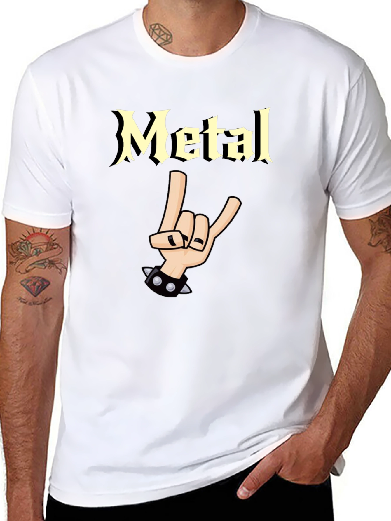 Metal Graphic T-Shirt - Rock On Hand Gesture