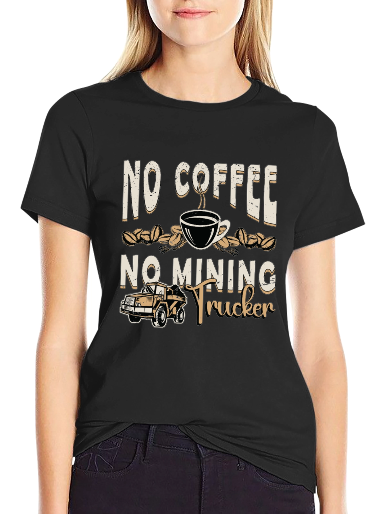 No Coffee No Mining Trucker Graphic Tee