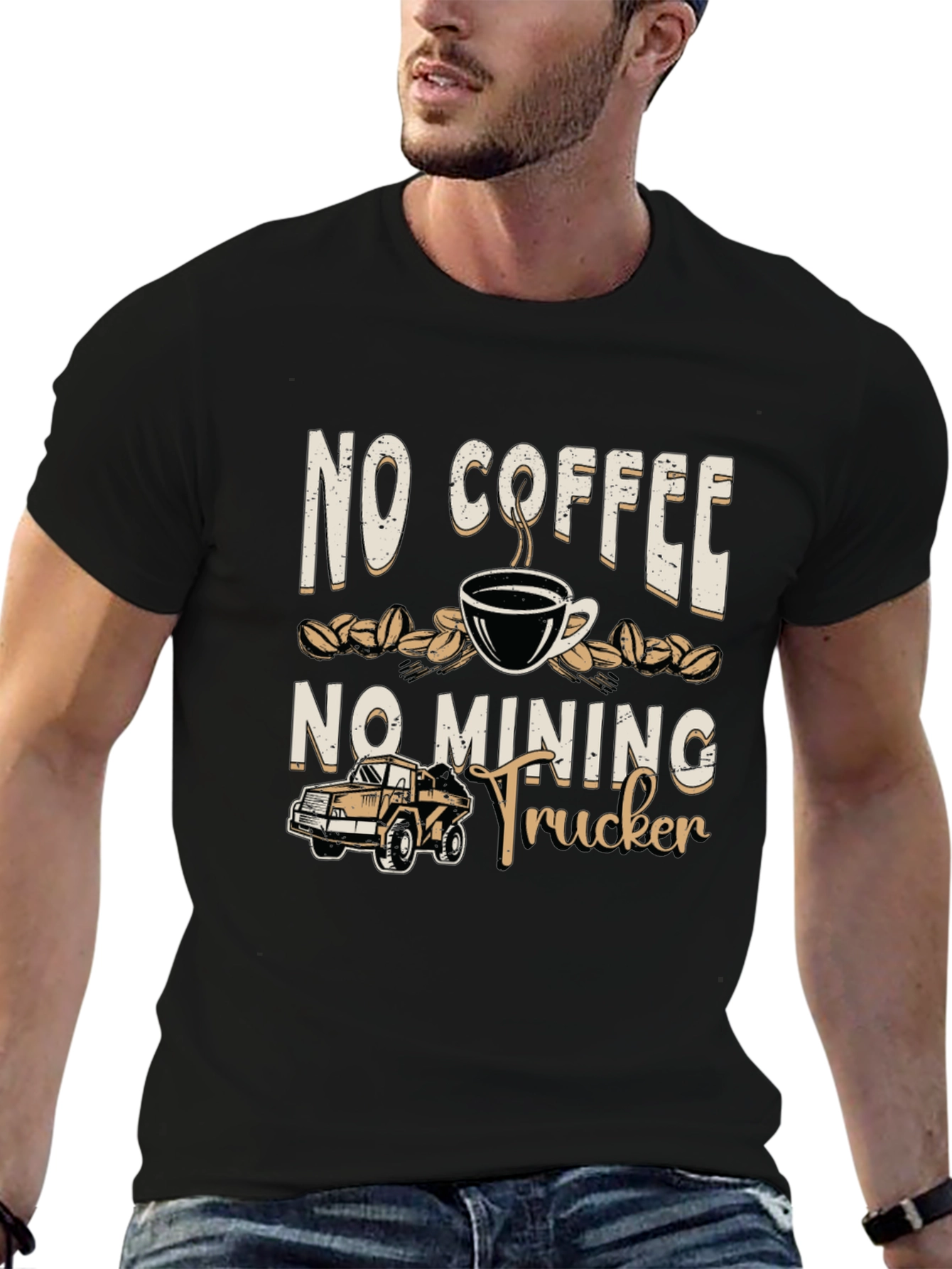 No Coffee No Mining Trucker Graphic Tee