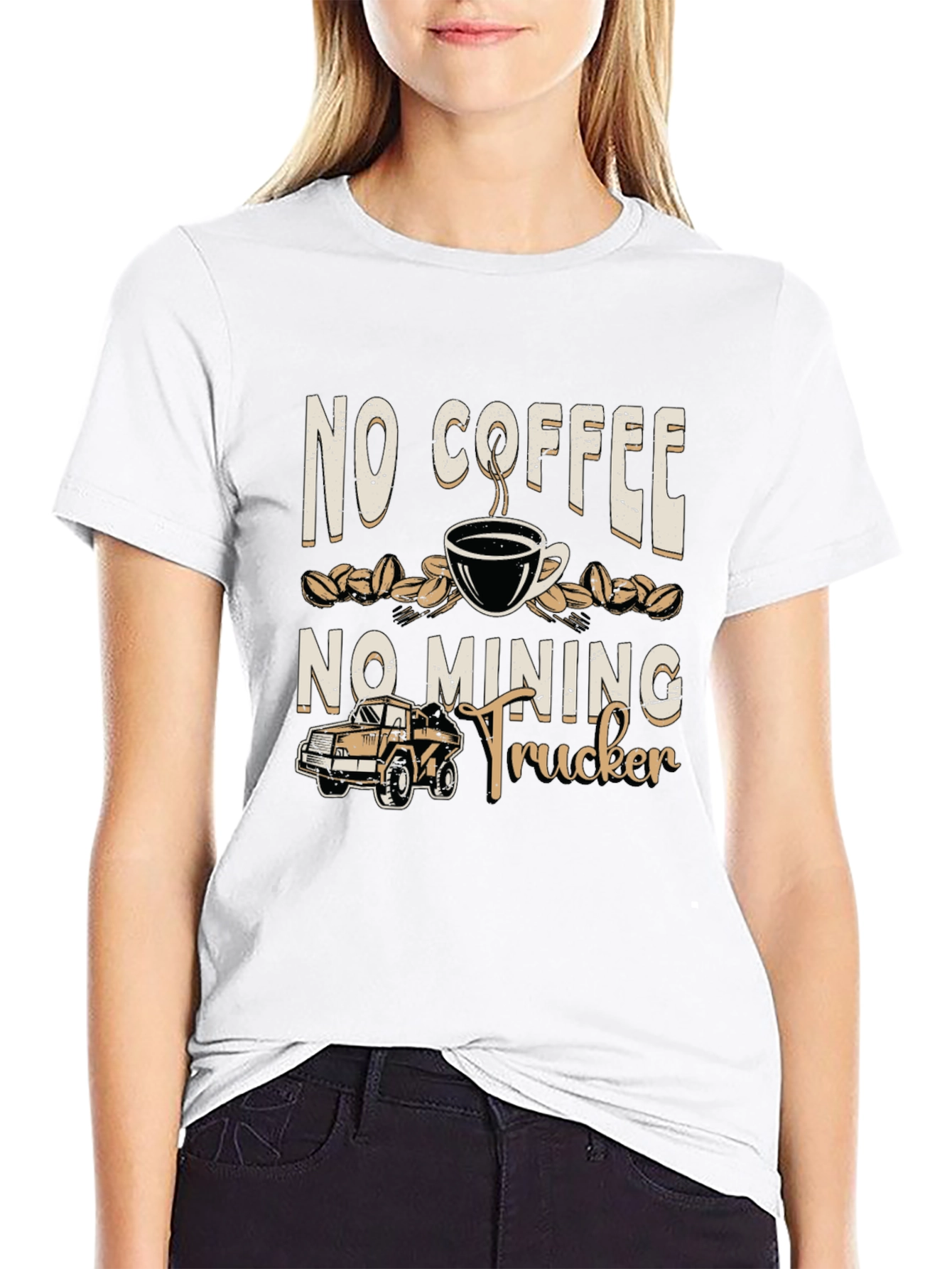 No Coffee No Mining Trucker Graphic Tee