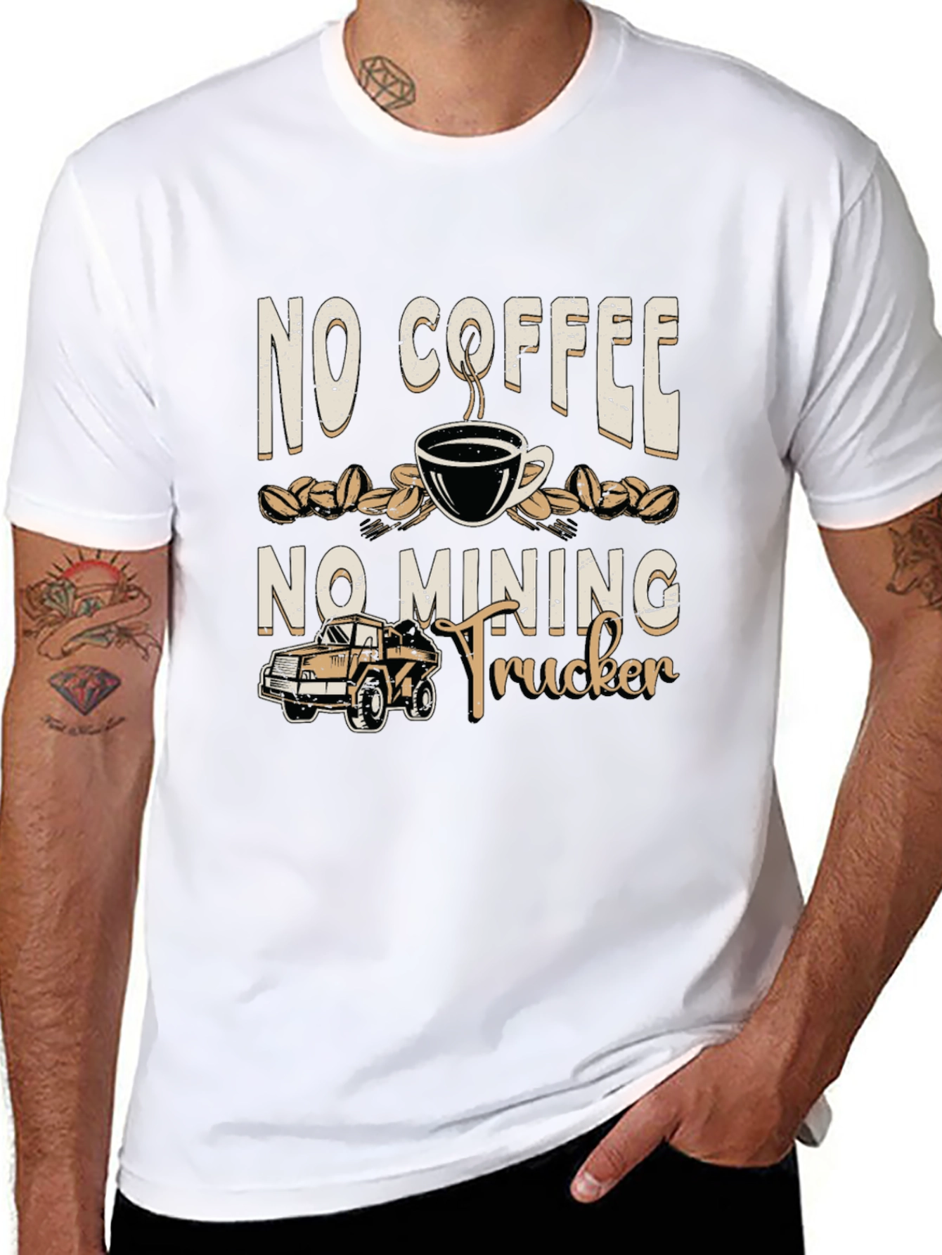 No Coffee No Mining Trucker Graphic Tee