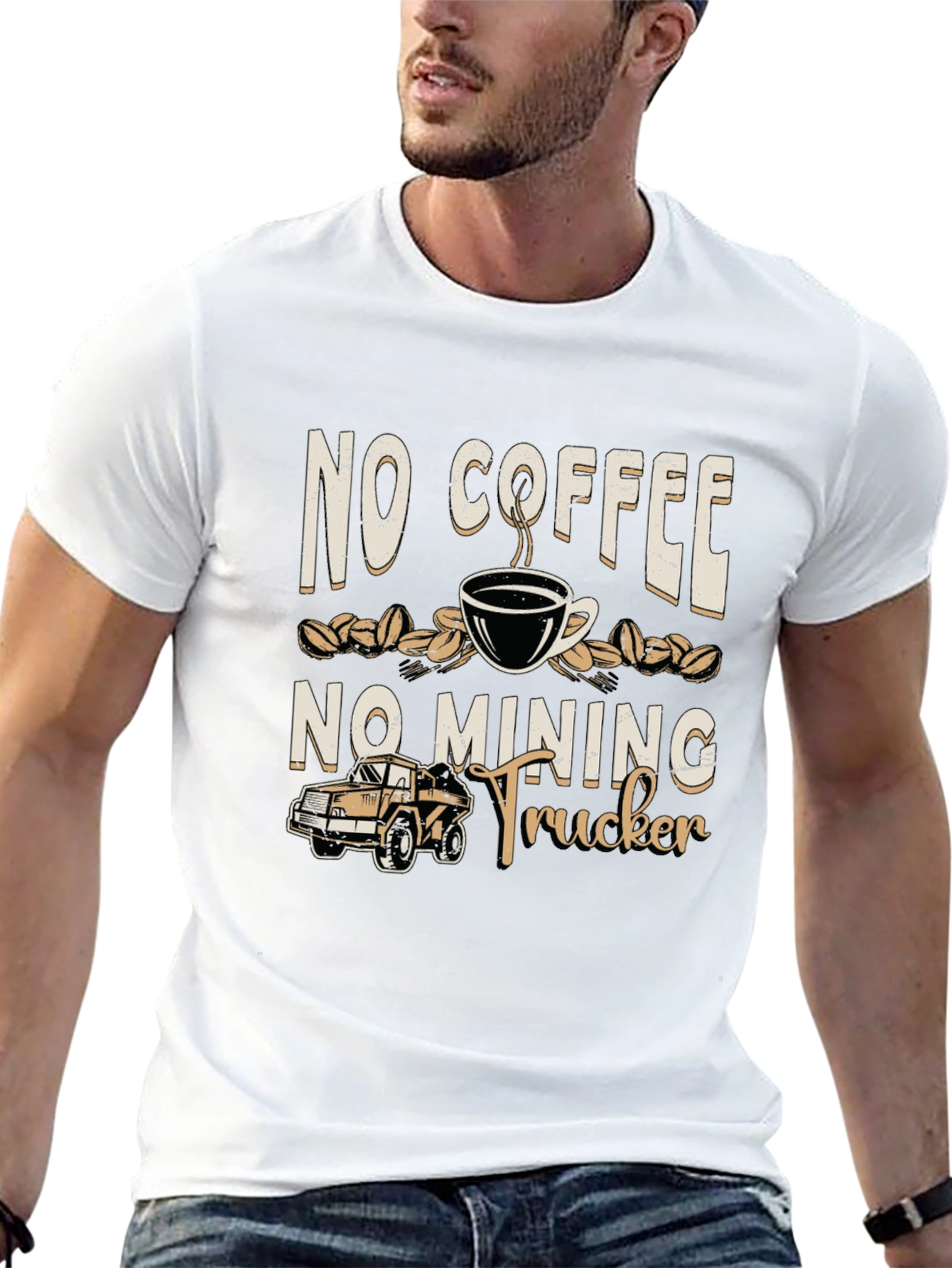 No Coffee No Mining Trucker Graphic Tee