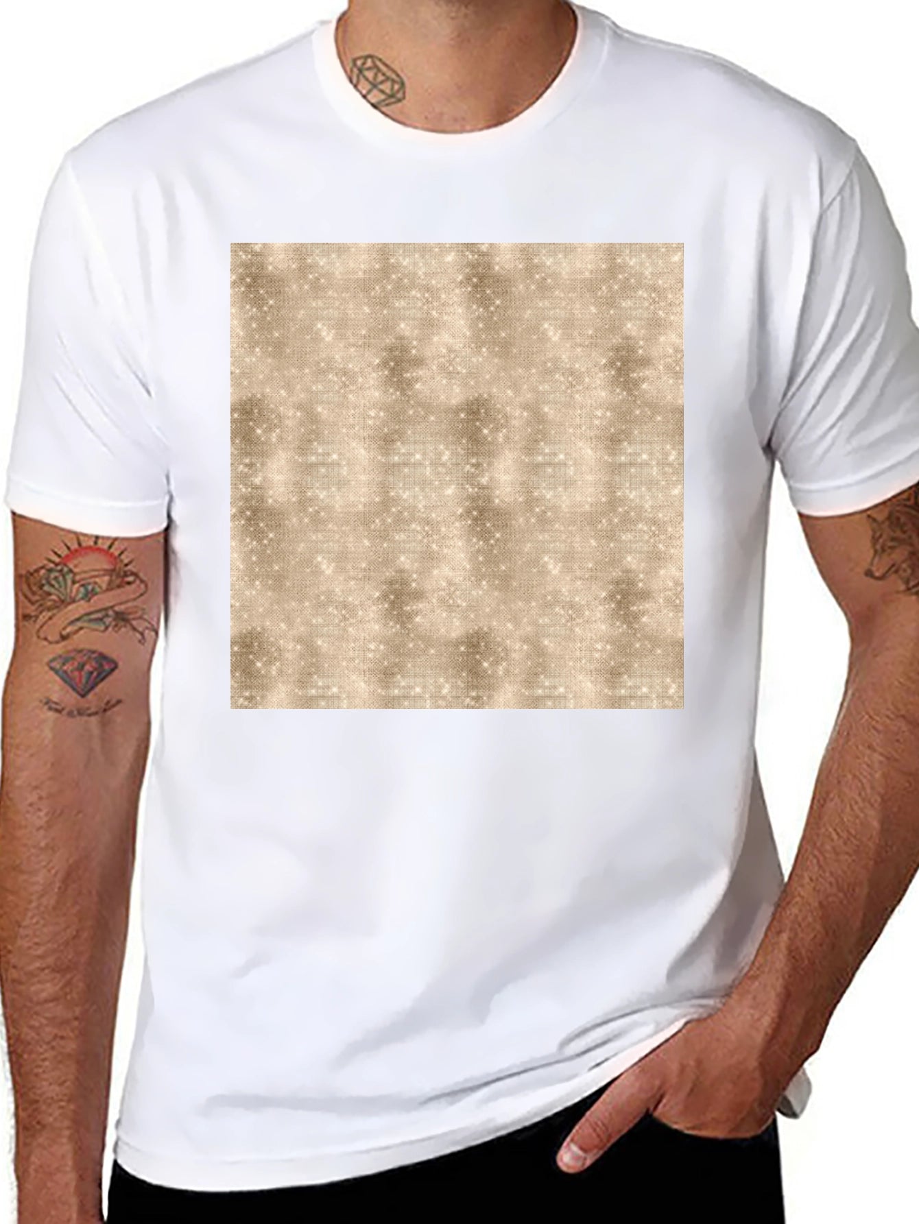 Abstract Textured Print Black Tee