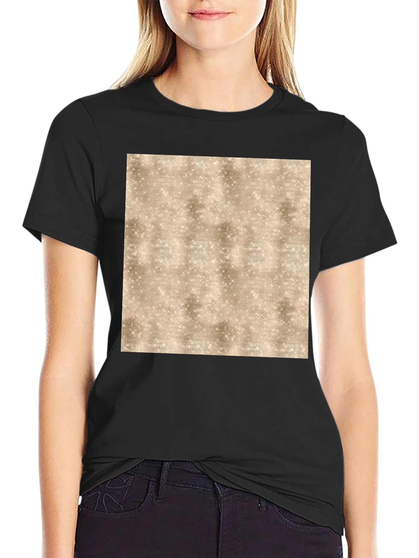 Abstract Textured Print Black Tee
