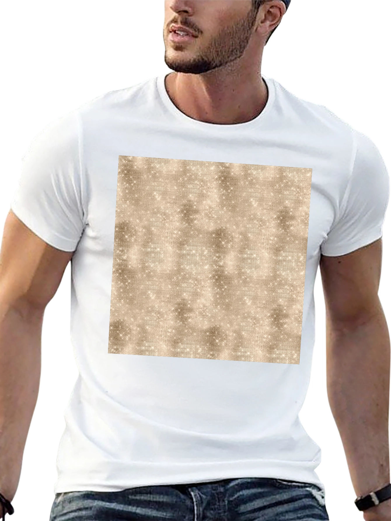 Abstract Textured Print Black Tee