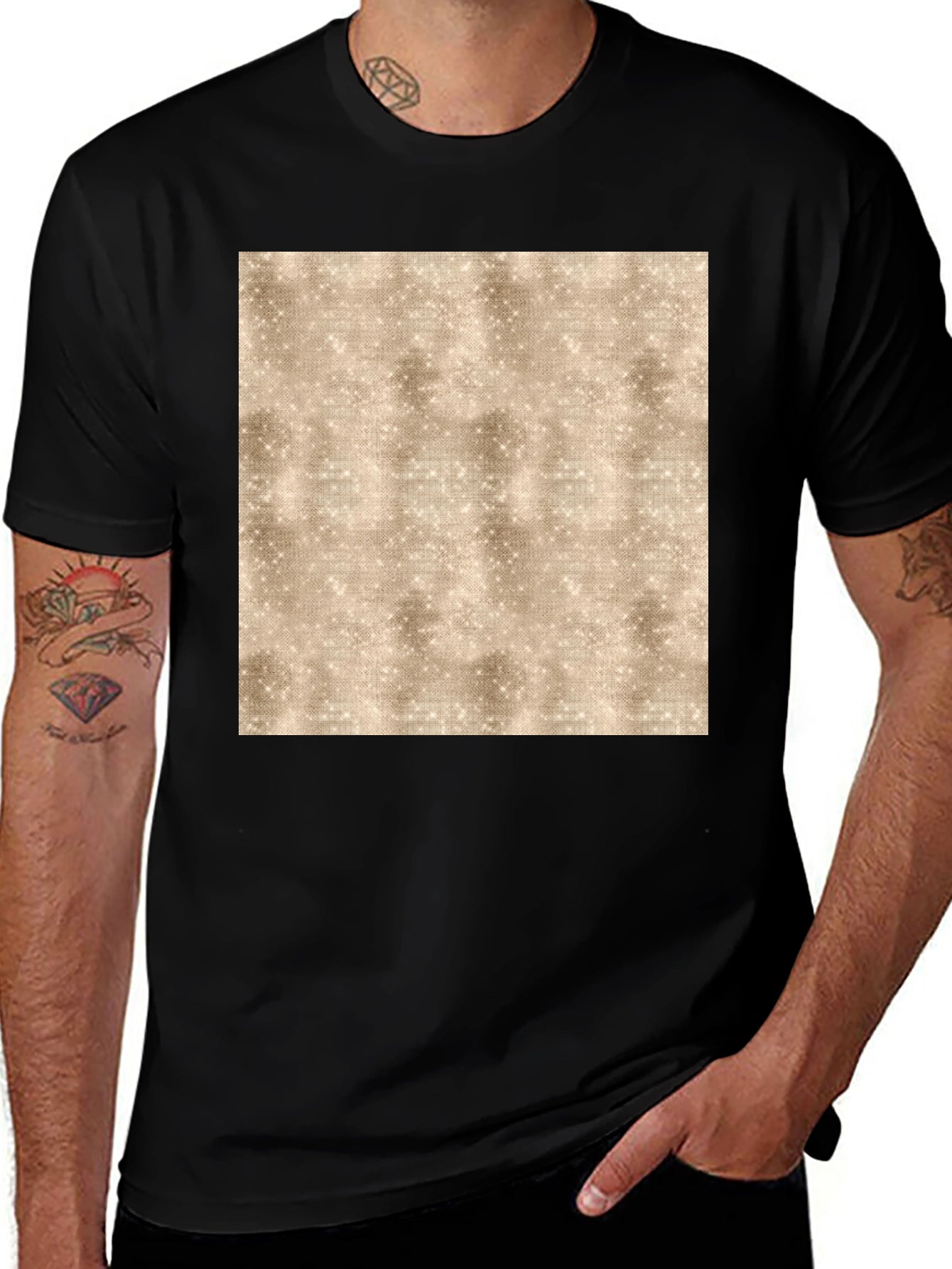 Abstract Textured Print Black Tee