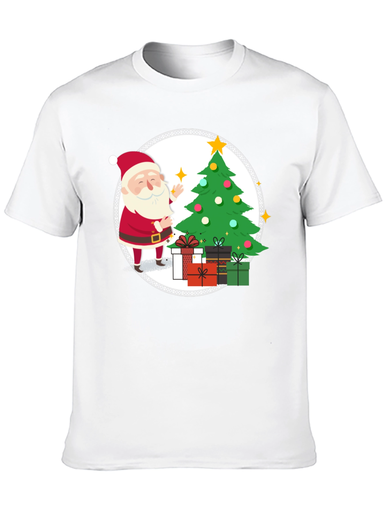 Festive Santa Christmas Tree Graphic Tee