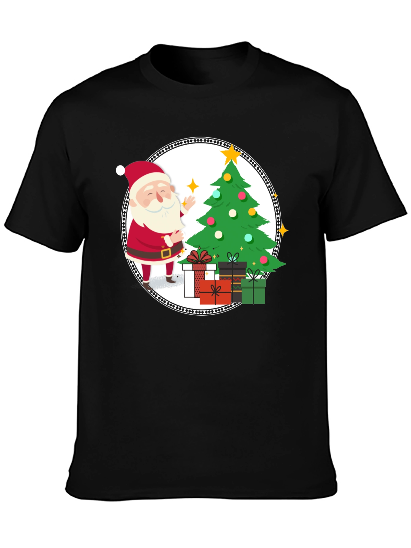 Festive Santa Christmas Tree Graphic Tee