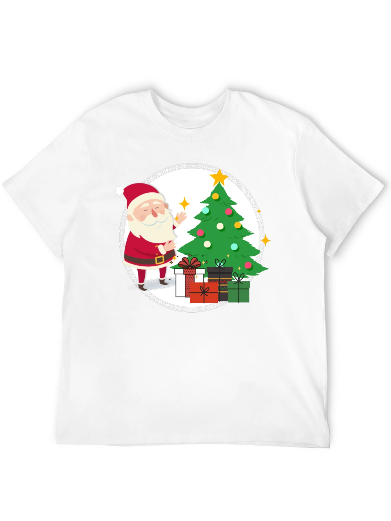 Festive Santa Christmas Tree Graphic Tee