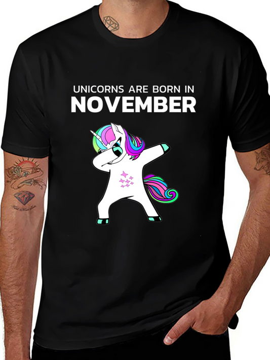 Unicorns Born in November Black T-Shirt