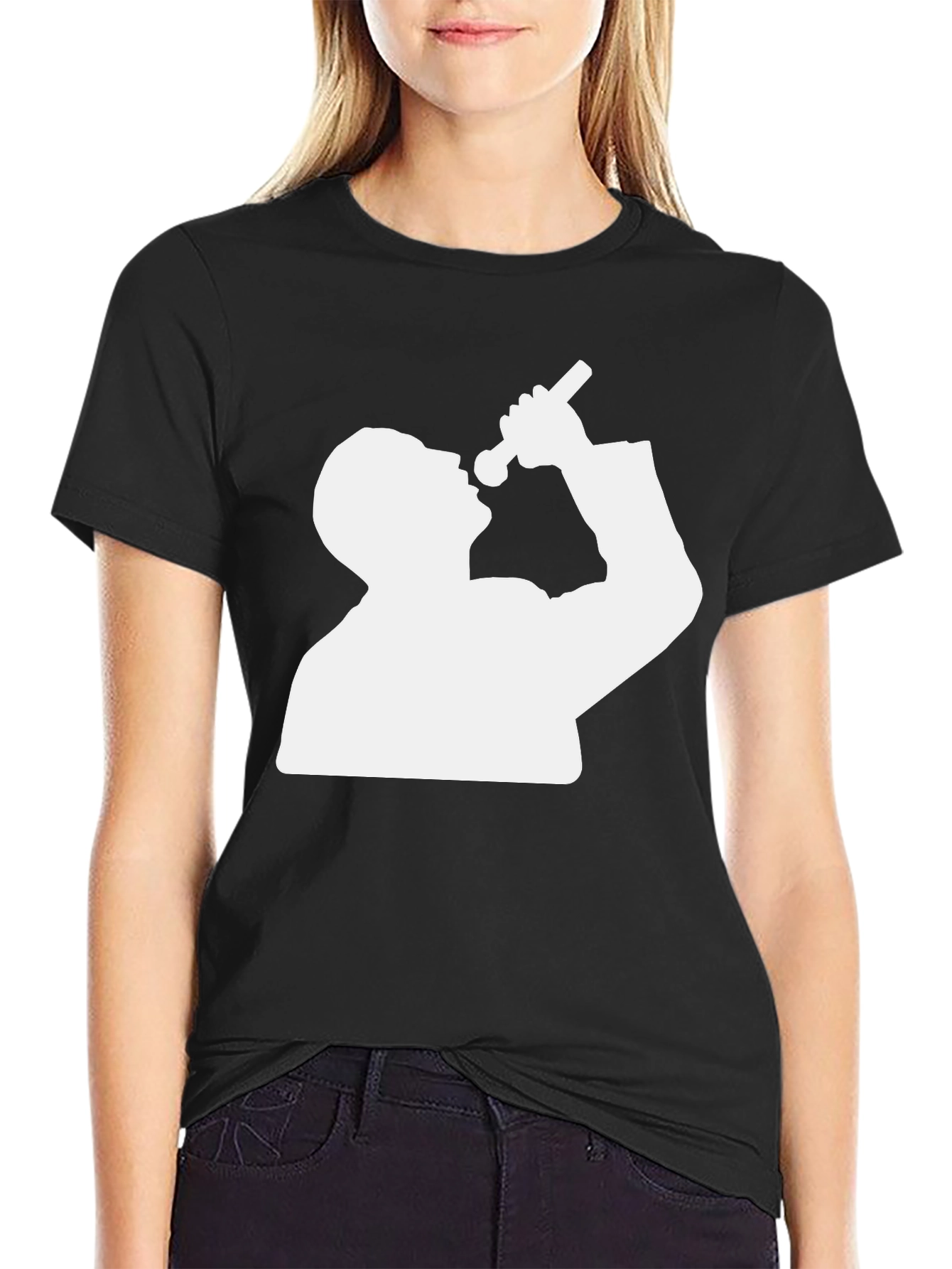 Silhouette Singer Graphic Tee - Black Cotton Blend T-Shirt