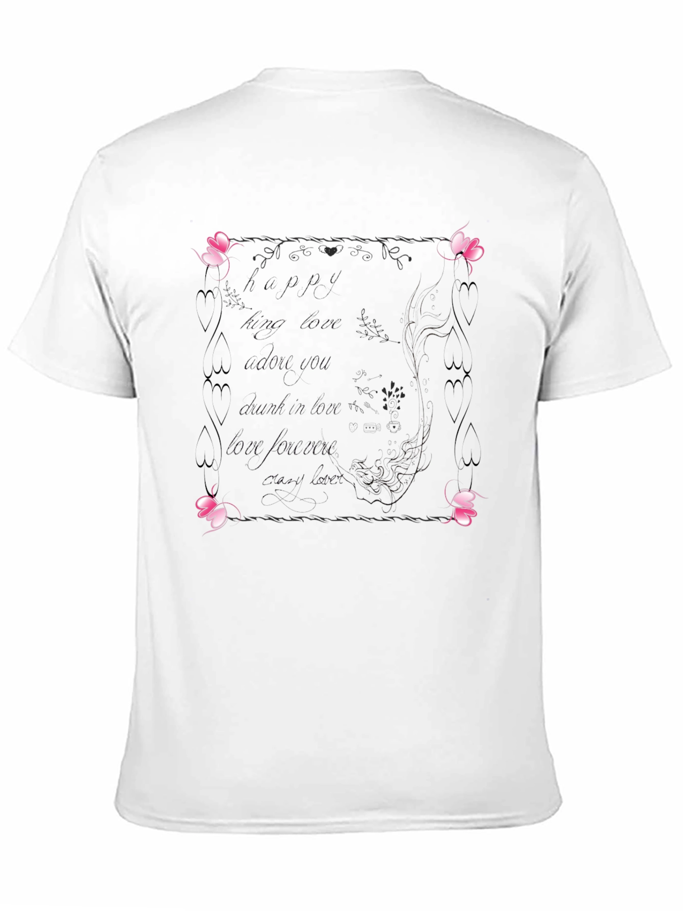 Floral Love Quote Black T-Shirt