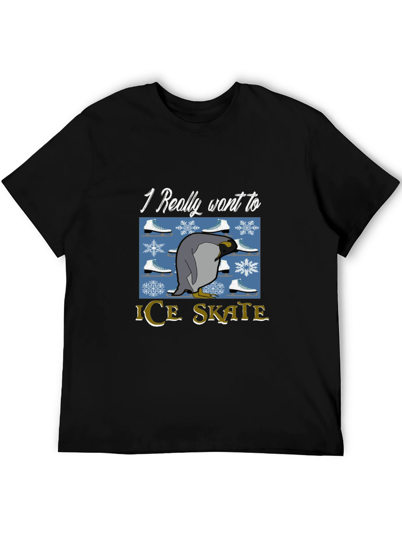 Penguin Ice Skate T-Shirt - Novelty Graphic Tee
