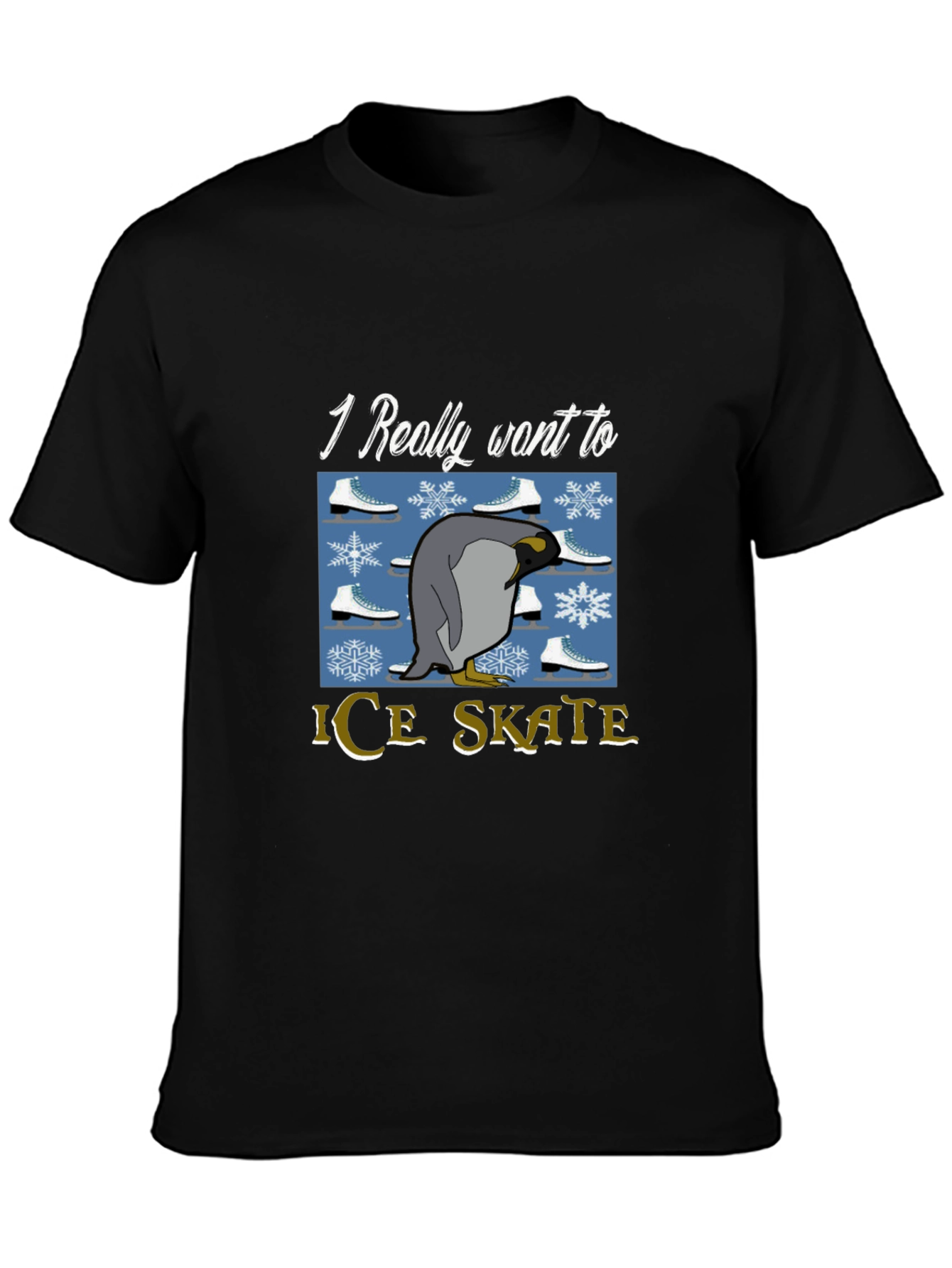 Penguin Ice Skate T-Shirt - Novelty Graphic Tee