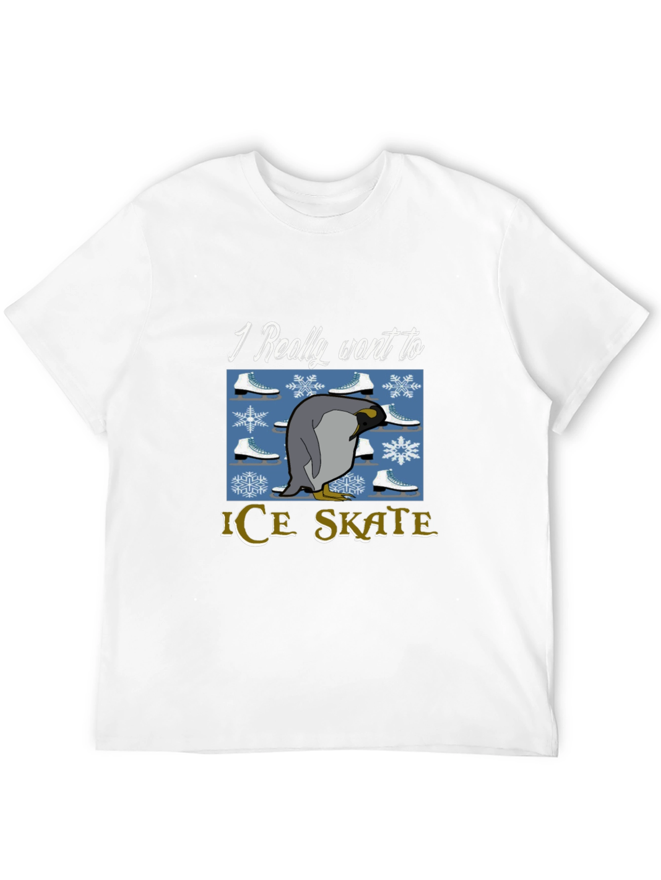 Penguin Ice Skate T-Shirt - Novelty Graphic Tee