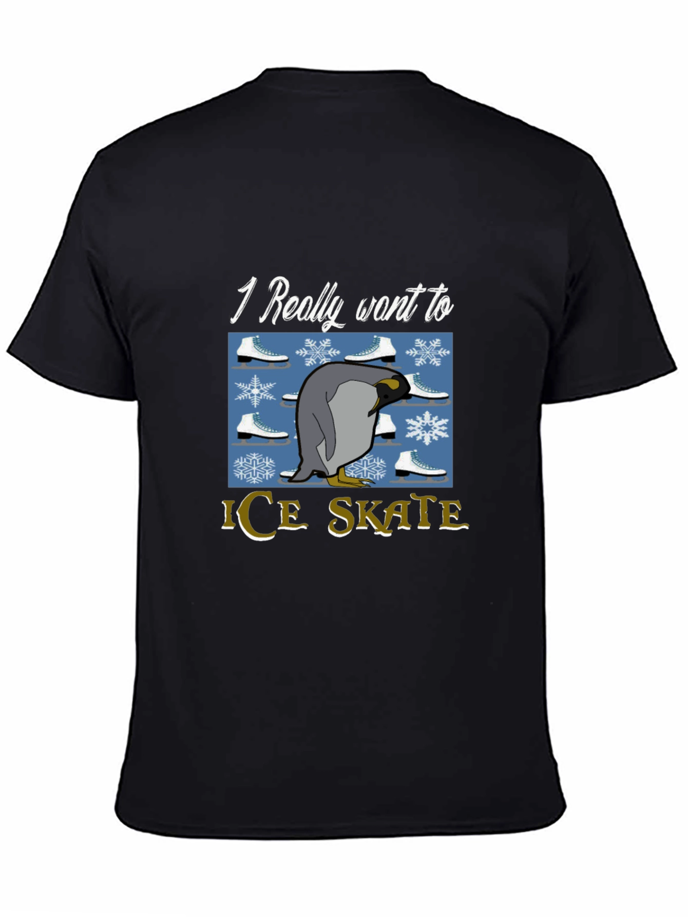Penguin Ice Skate T-Shirt - Novelty Graphic Tee