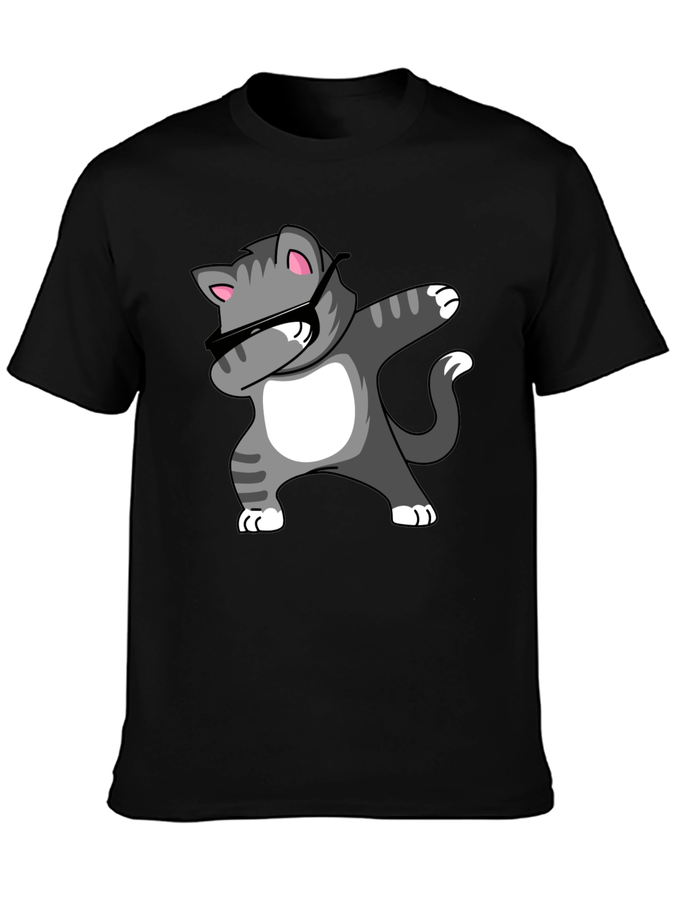 Dabbing Cat Graphic Tee - Black T-Shirt