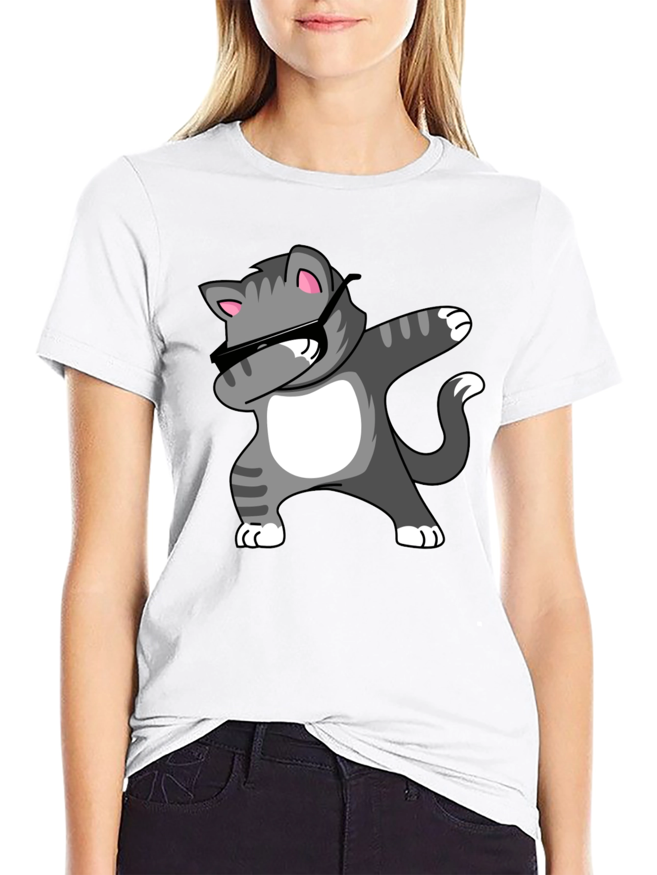 Dabbing Cat Graphic Tee - Black T-Shirt