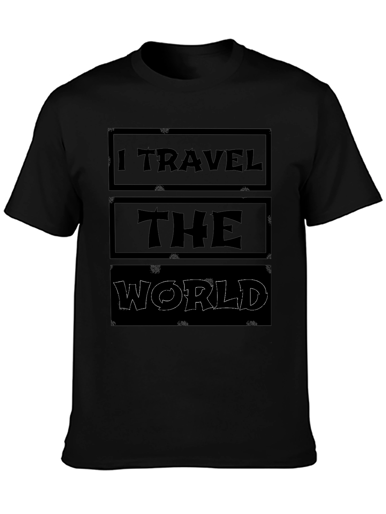 I Travel The World Black Graphic T-Shirt