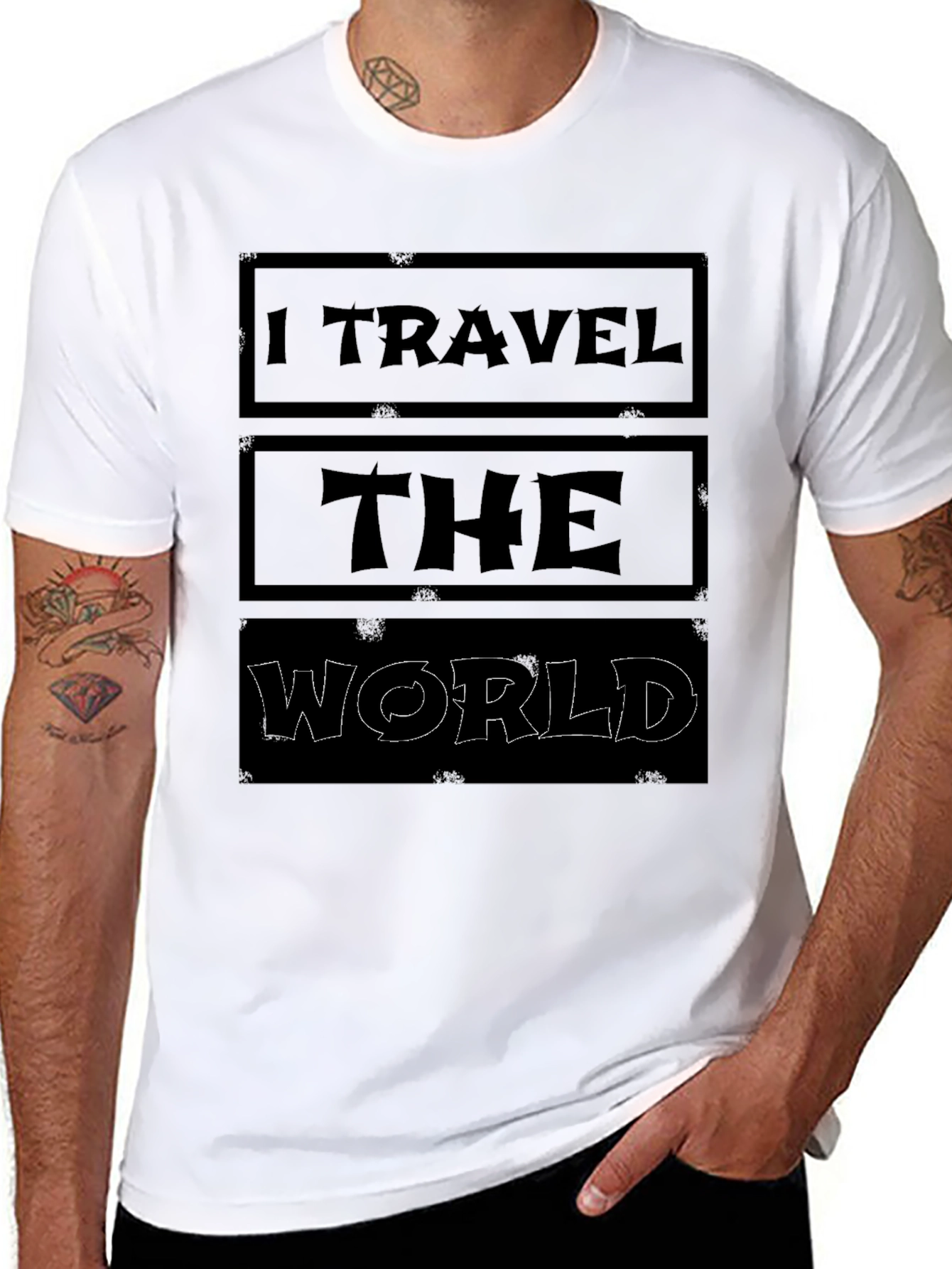 I Travel The World Black Graphic T-Shirt