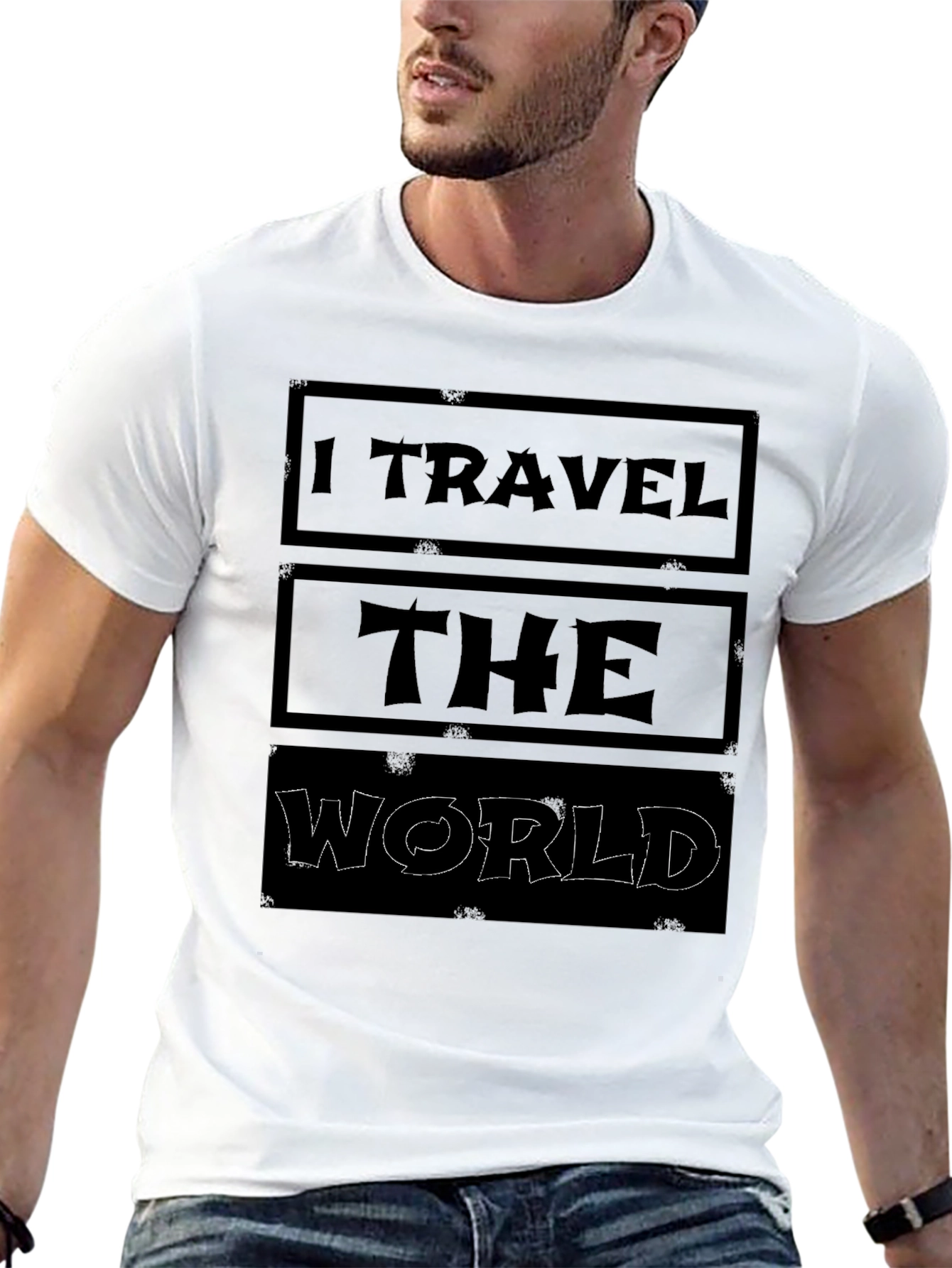 I Travel The World Black Graphic T-Shirt