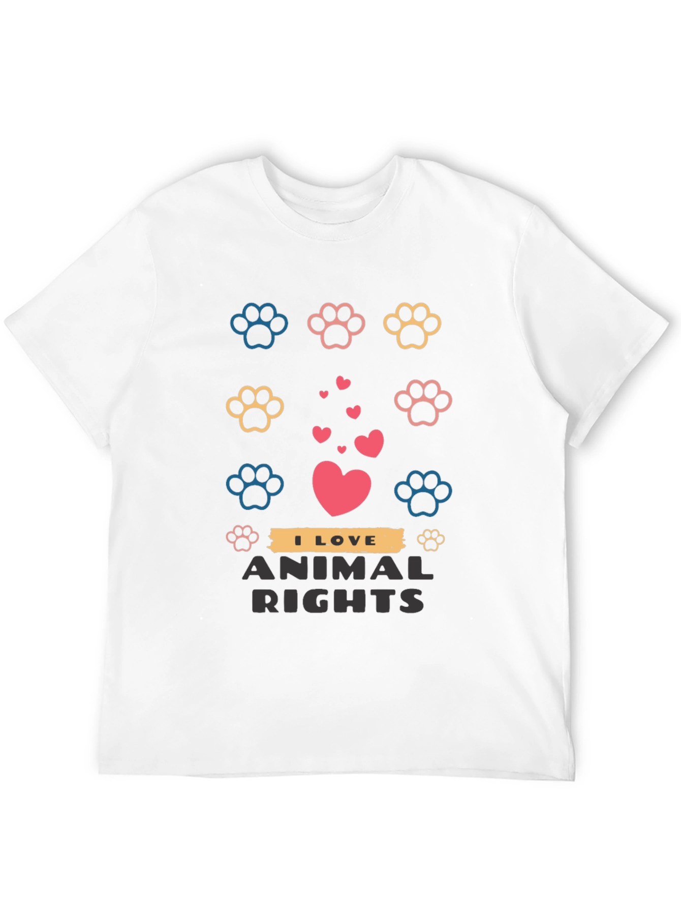 Animal Rights Graphic Tee - Paw Prints and Hearts