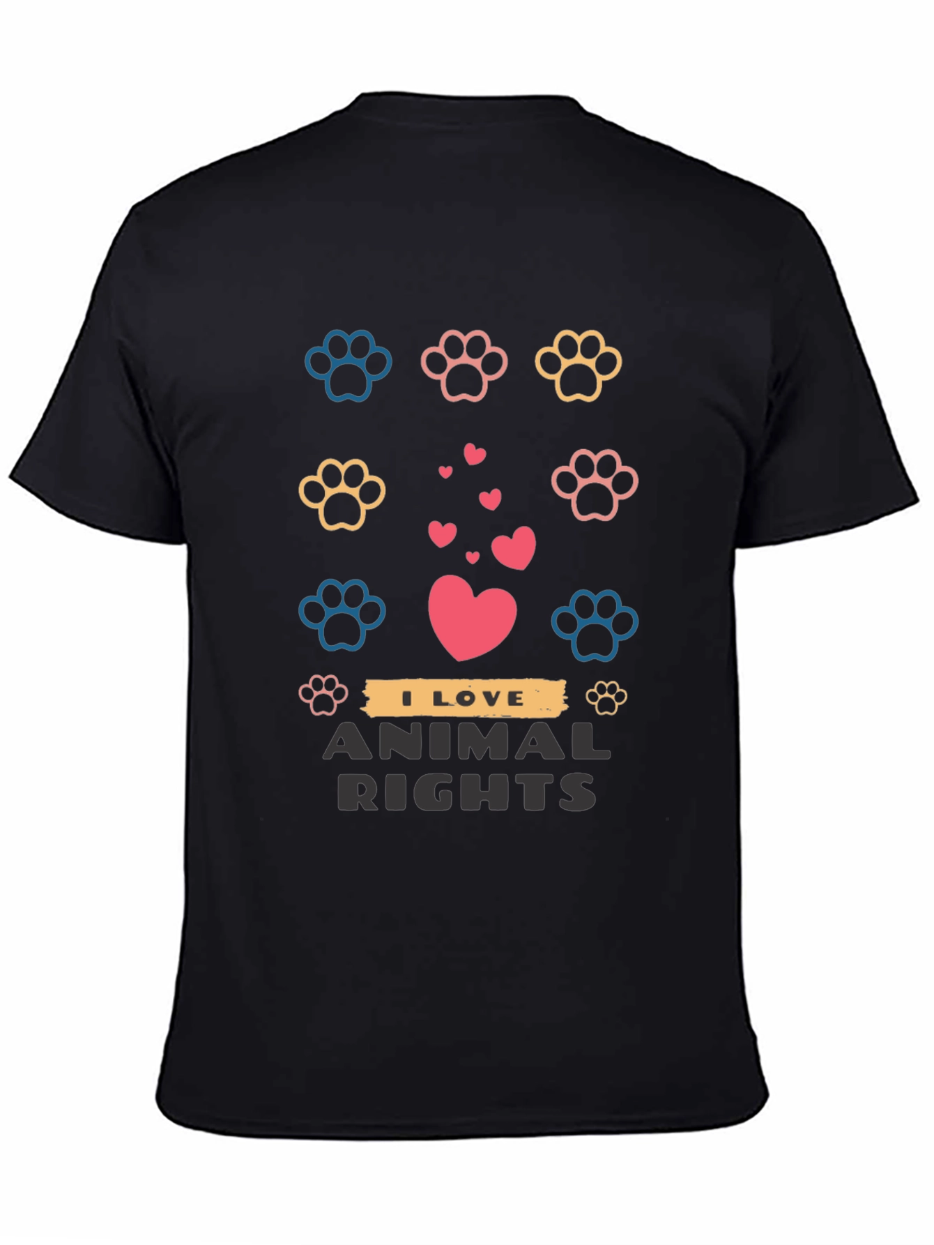 Animal Rights Graphic Tee - Paw Prints and Hearts