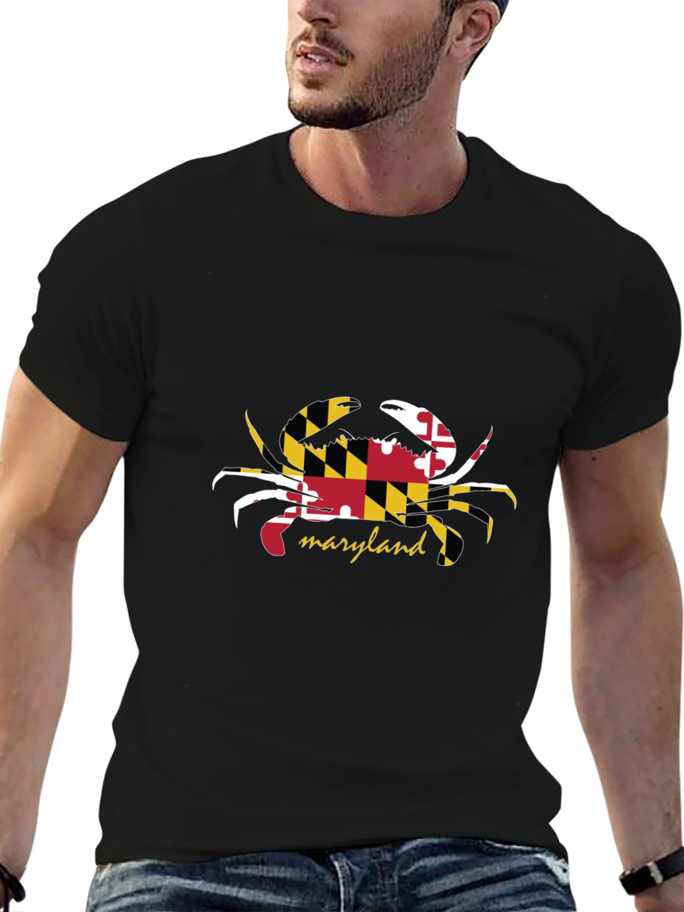 Maryland Flag Crab Black T-Shirt