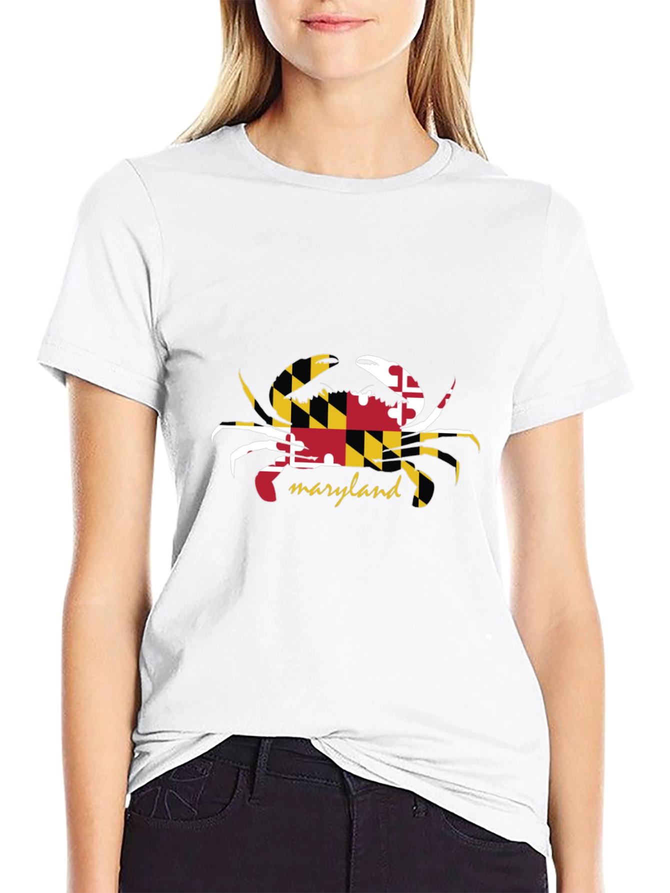 Maryland Flag Crab Black T-Shirt
