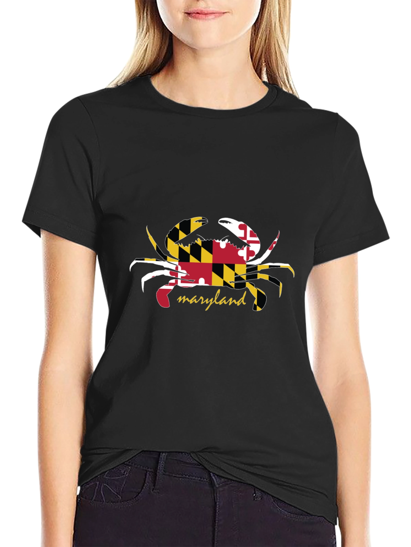 Maryland Flag Crab Black T-Shirt