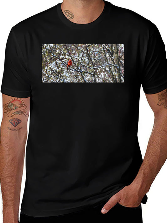Cardinal Bird in Winter T-Shirt