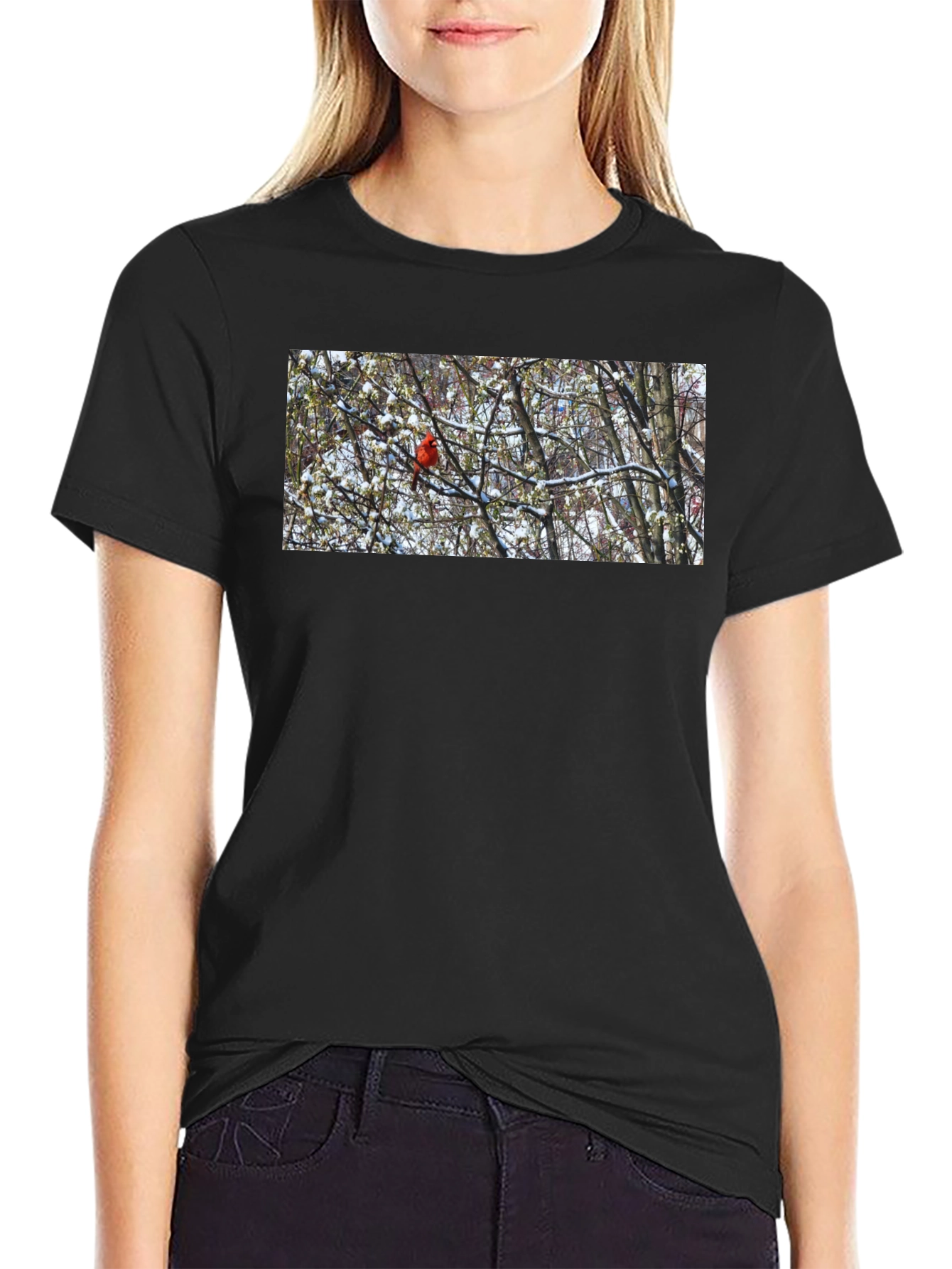 Cardinal Bird in Winter T-Shirt