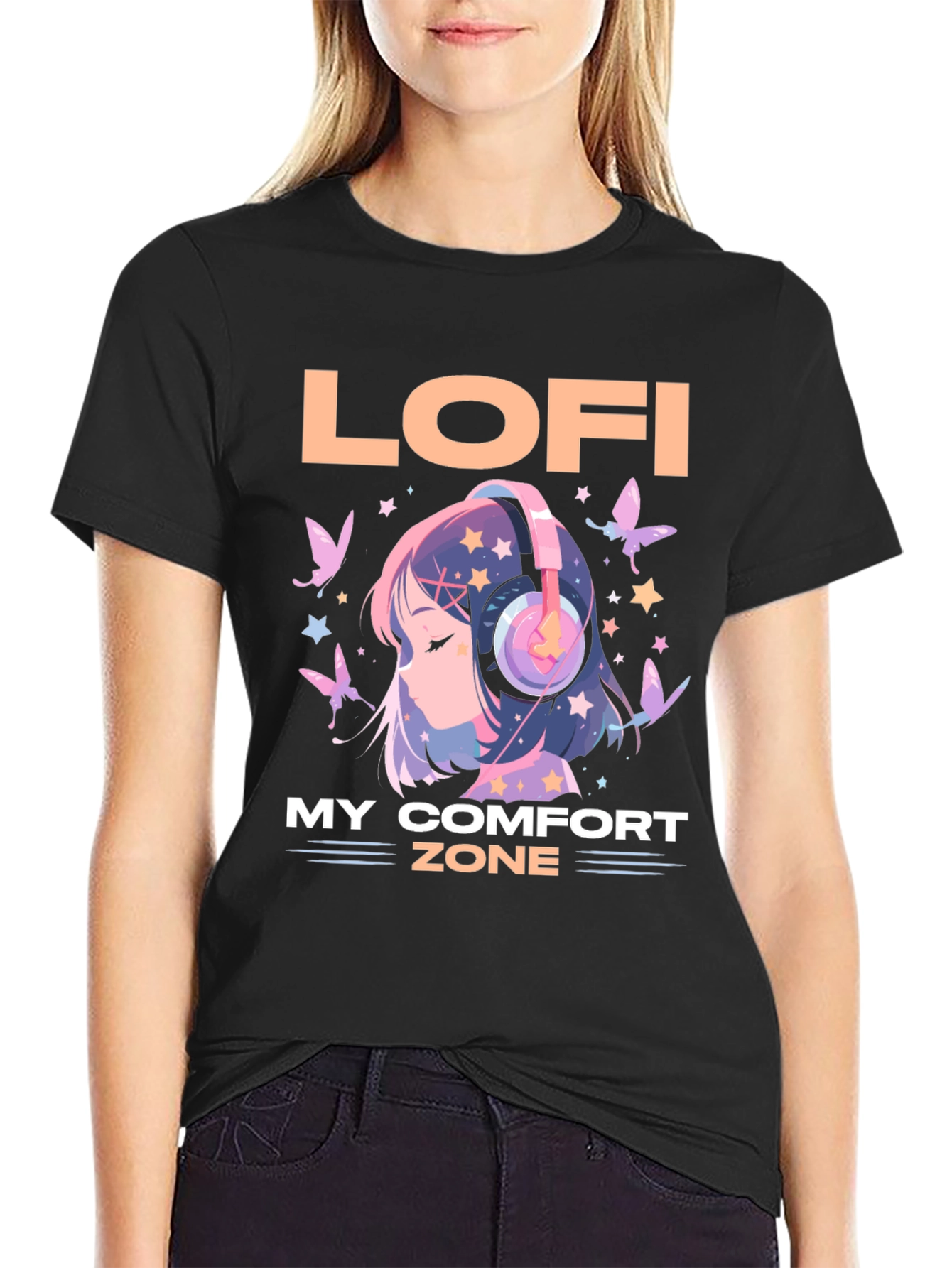 Lofi My Comfort Zone T-Shirt Anime Girl Headphone