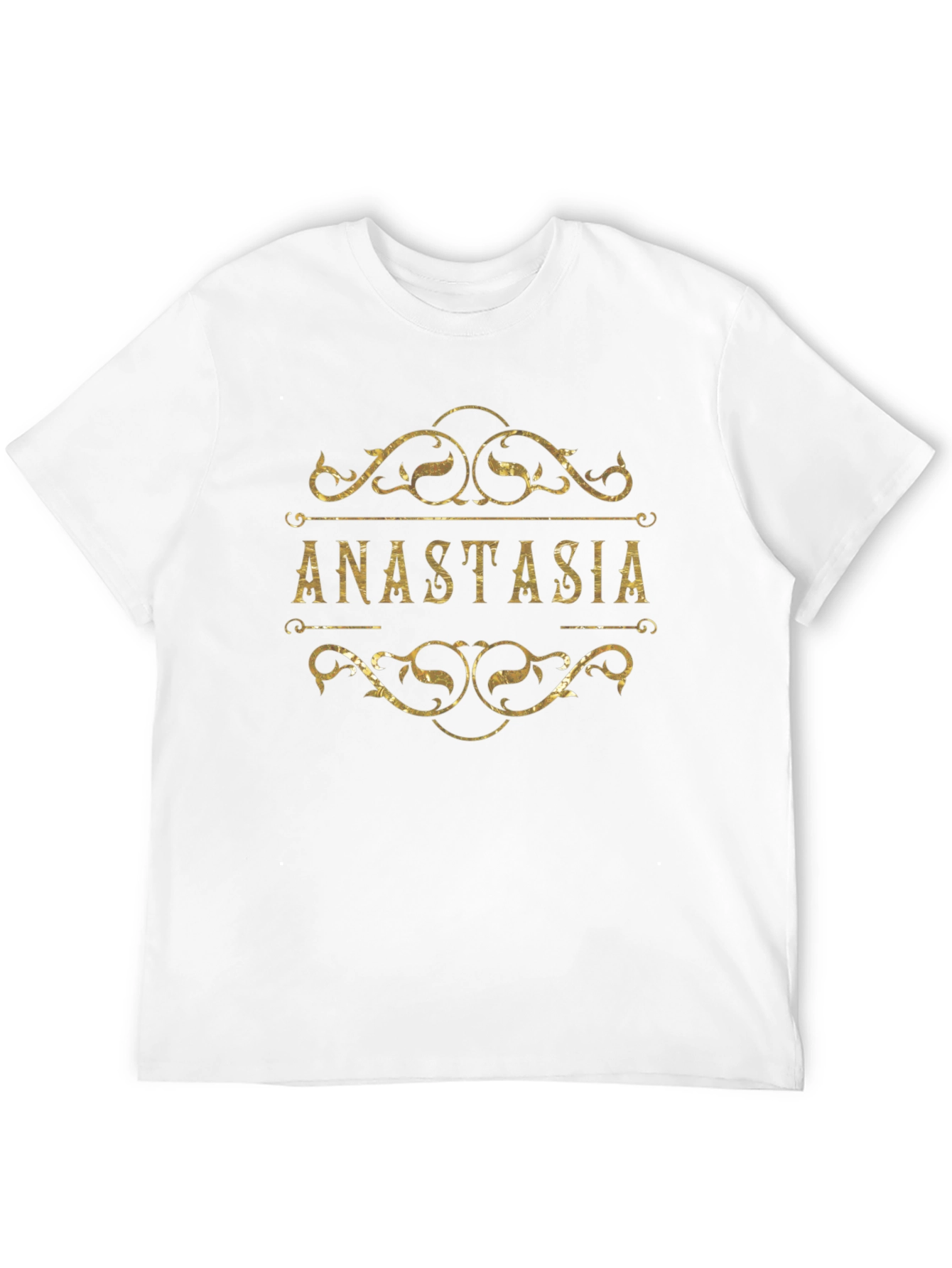 Anastasia Personalized Gold Print Black T-Shirt