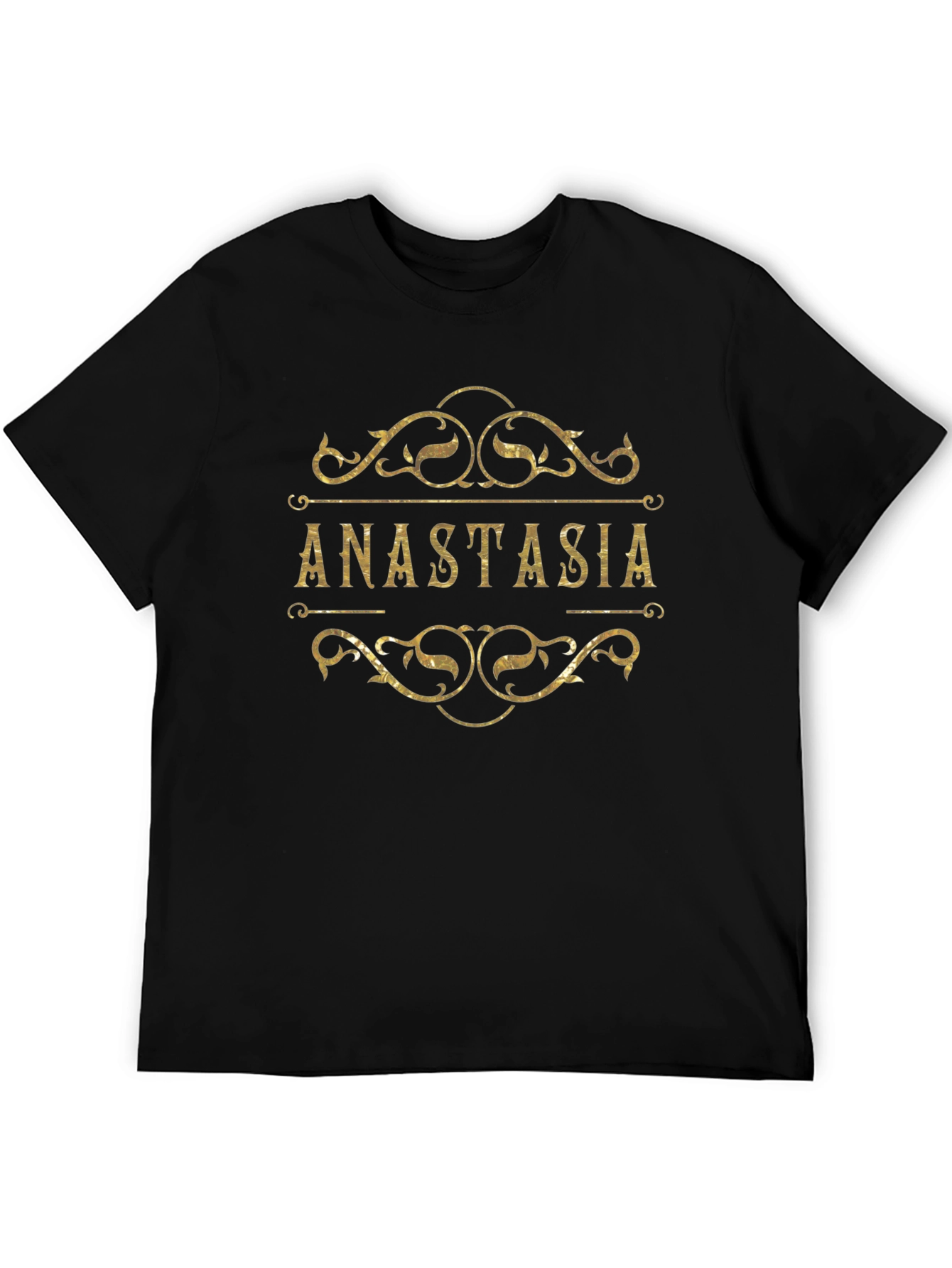 Anastasia Personalized Gold Print Black T-Shirt