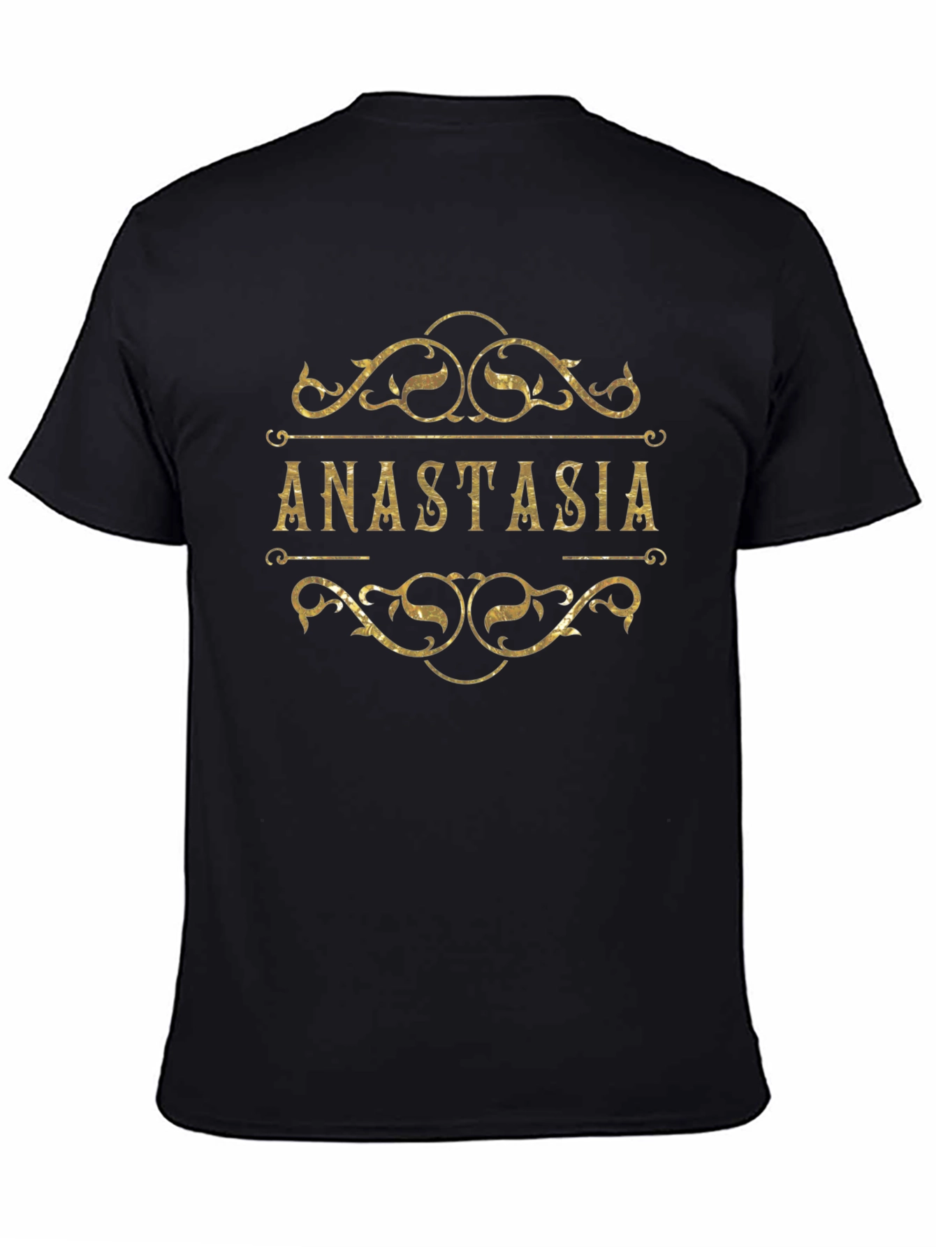 Anastasia Personalized Gold Print Black T-Shirt