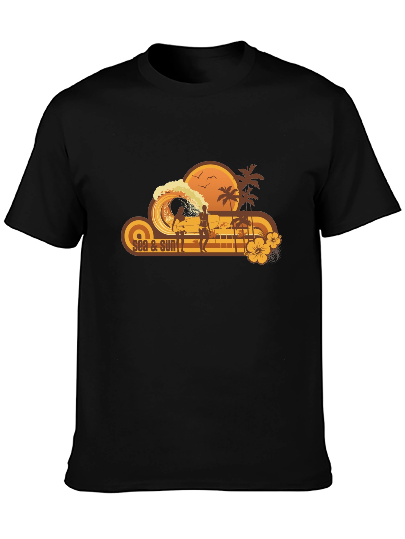 Sea & Sun Graphic Black T-Shirt