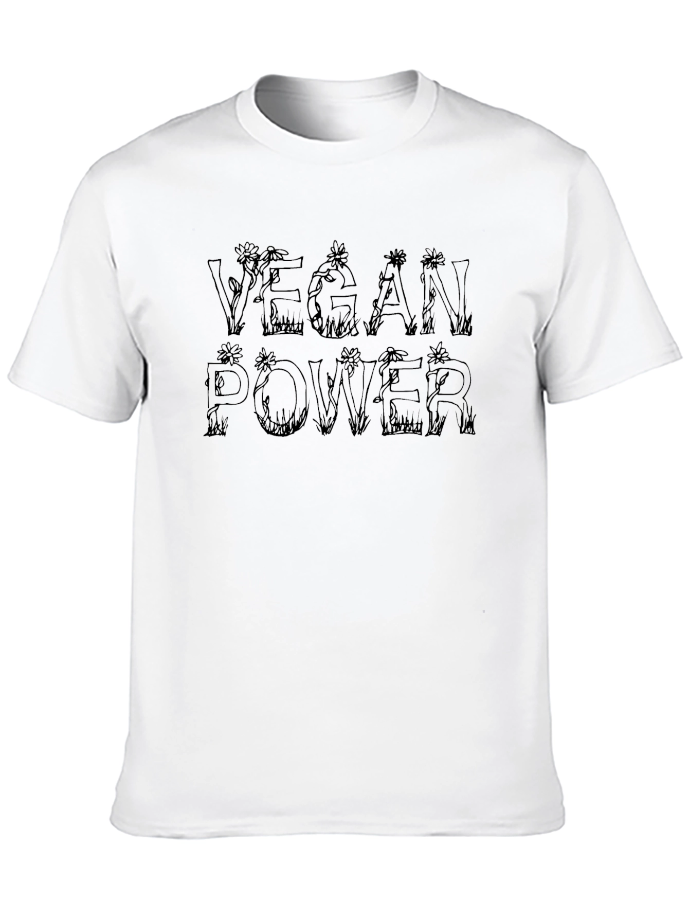 Vegan Power Graphic Tee - Black Cotton T-Shirt