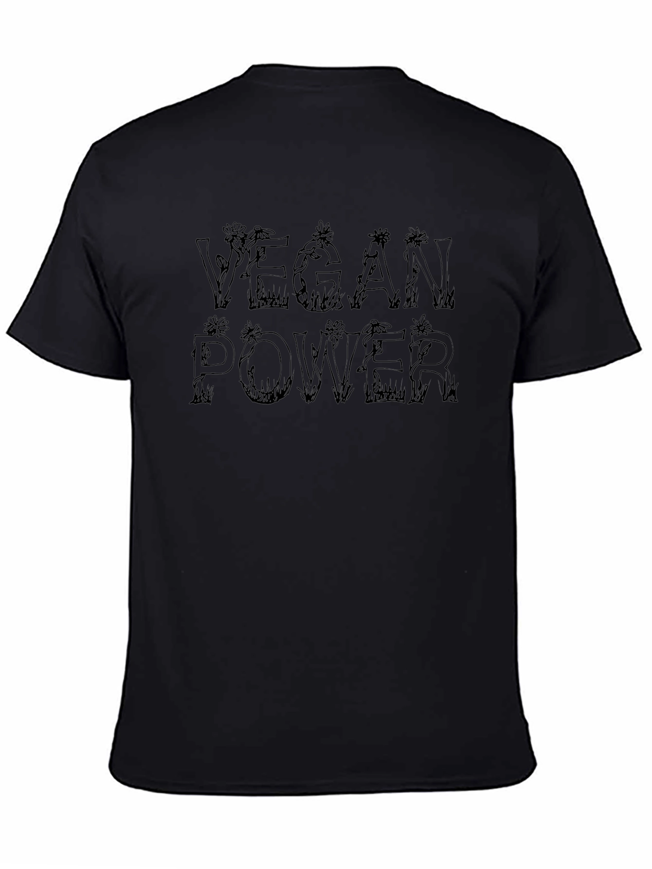 Vegan Power Graphic Tee - Black Cotton T-Shirt