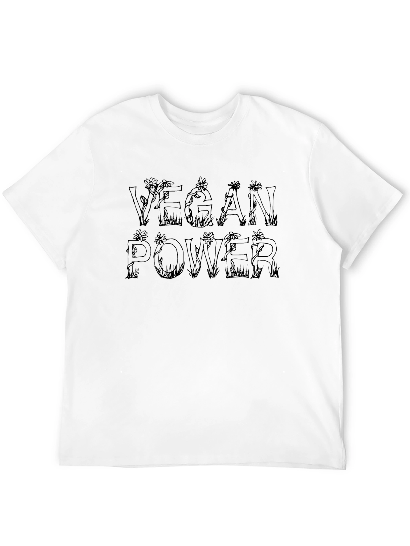 Vegan Power Graphic Tee - Black Cotton T-Shirt