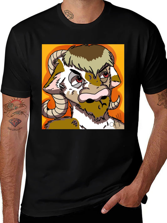Novelty Goat Graphic Tee - Black Cotton Blend