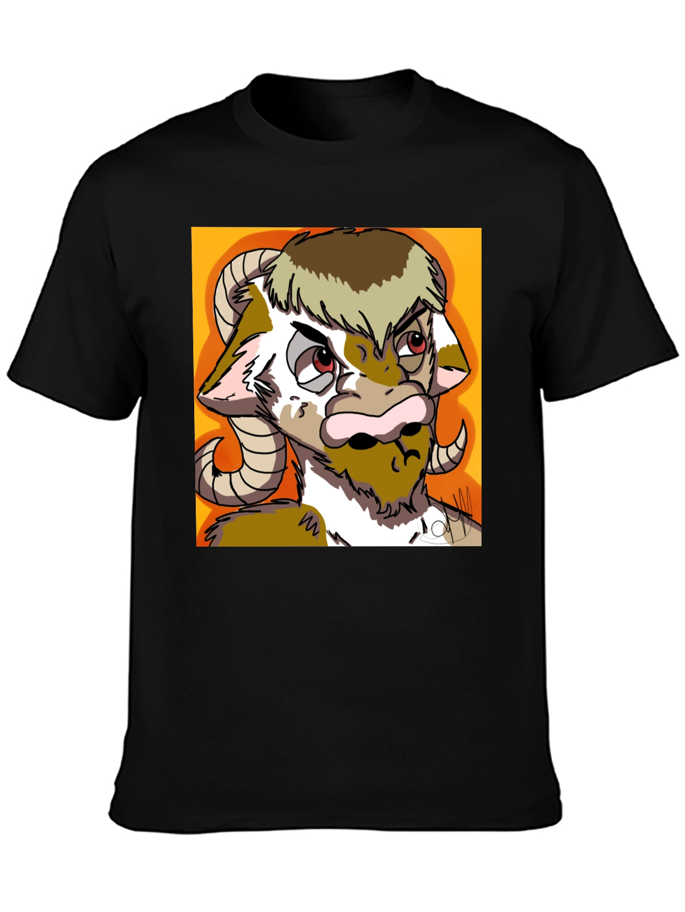 Novelty Goat Graphic Tee - Black Cotton Blend