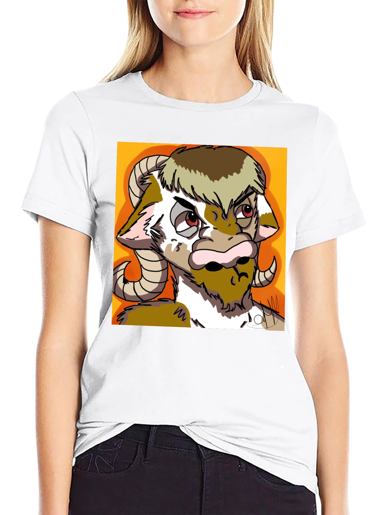 Novelty Goat Graphic Tee - Black Cotton Blend