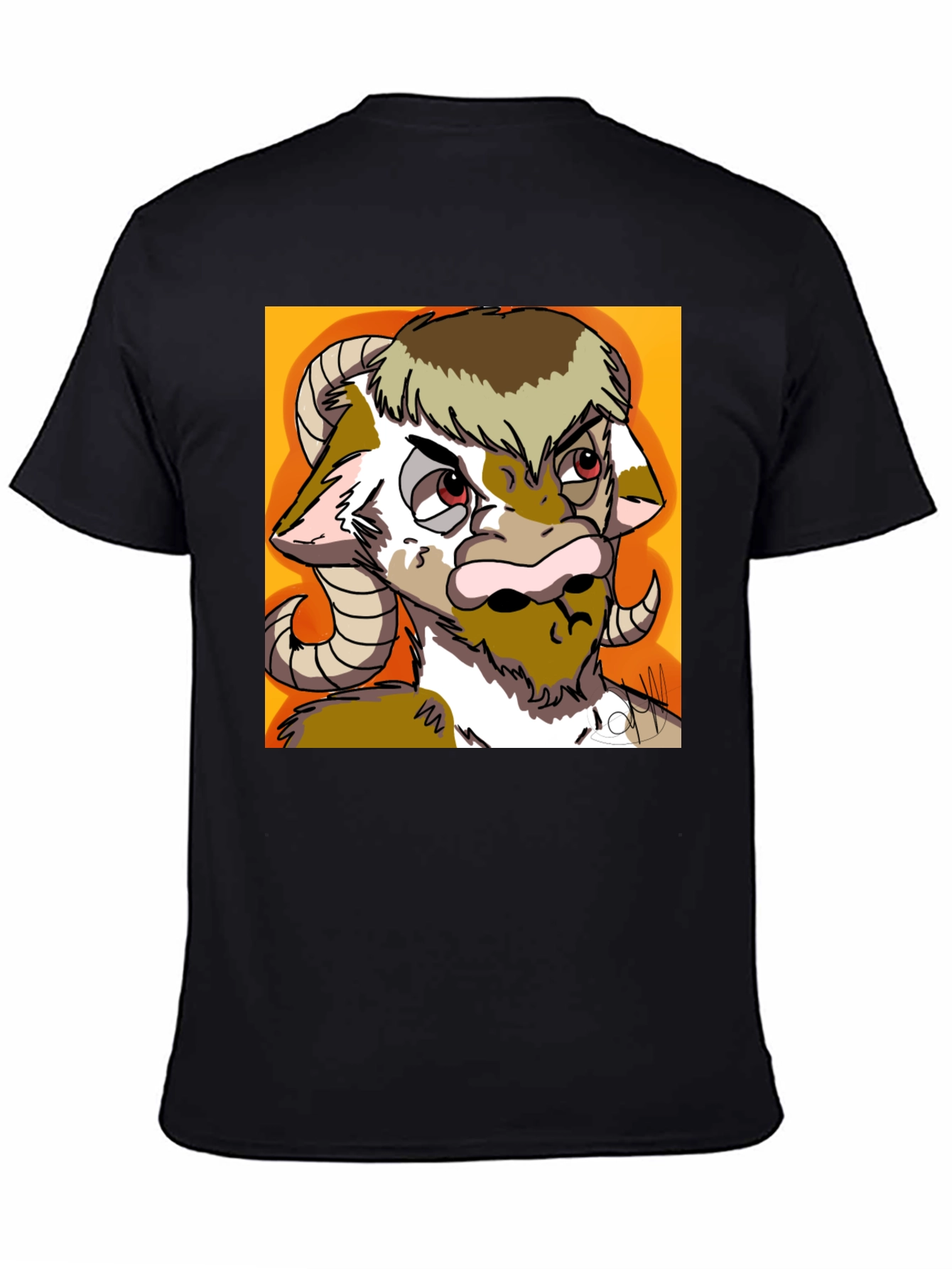 Novelty Goat Graphic Tee - Black Cotton Blend