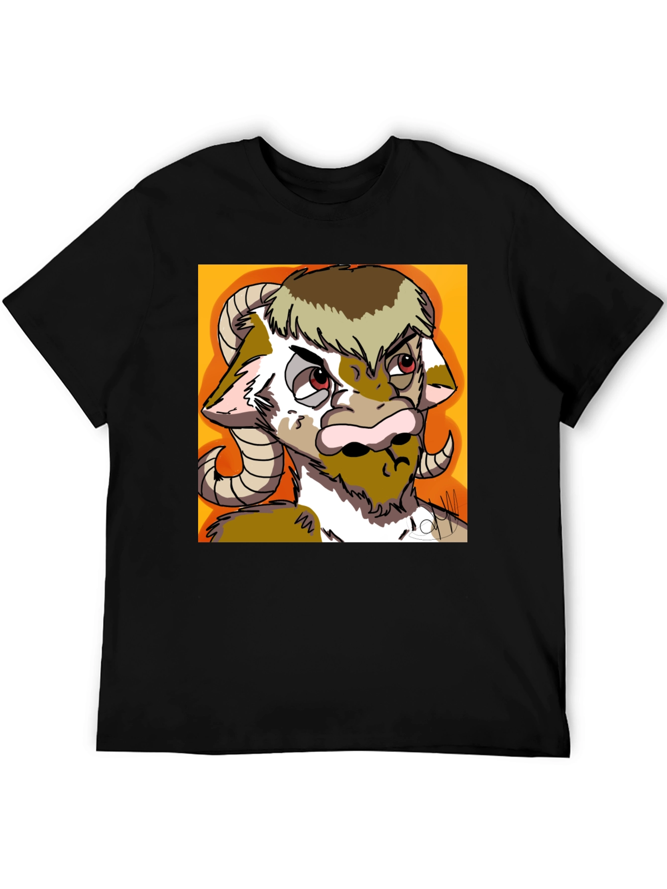Novelty Goat Graphic Tee - Black Cotton Blend