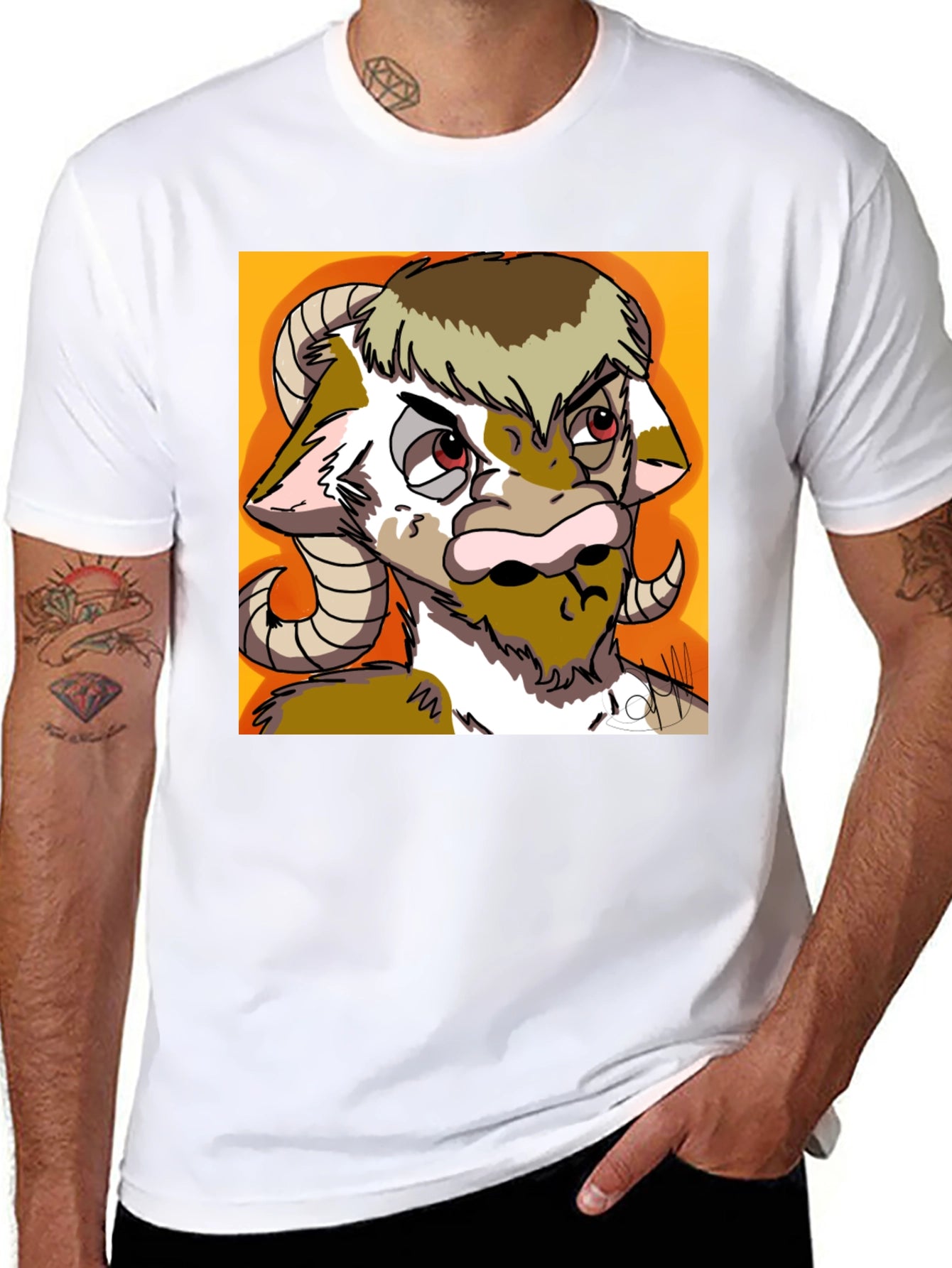 Novelty Goat Graphic Tee - Black Cotton Blend