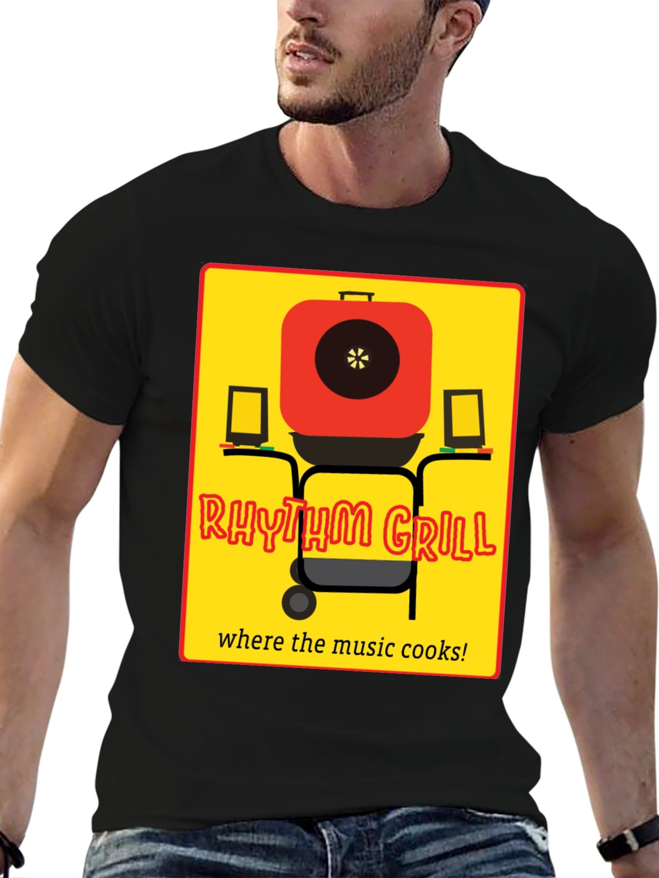 Rhythm Grill T-Shirt - Music and Cooking Style